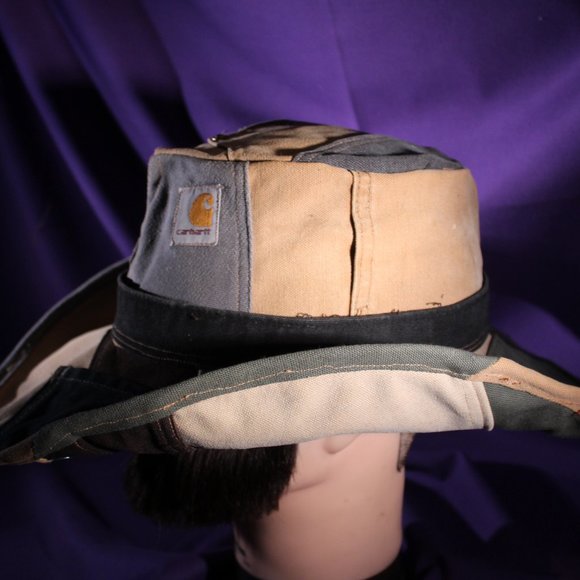 Patchwork Hat made from upcycled Carhartt clothing sz 7 5/8 or XL cowboy fedora